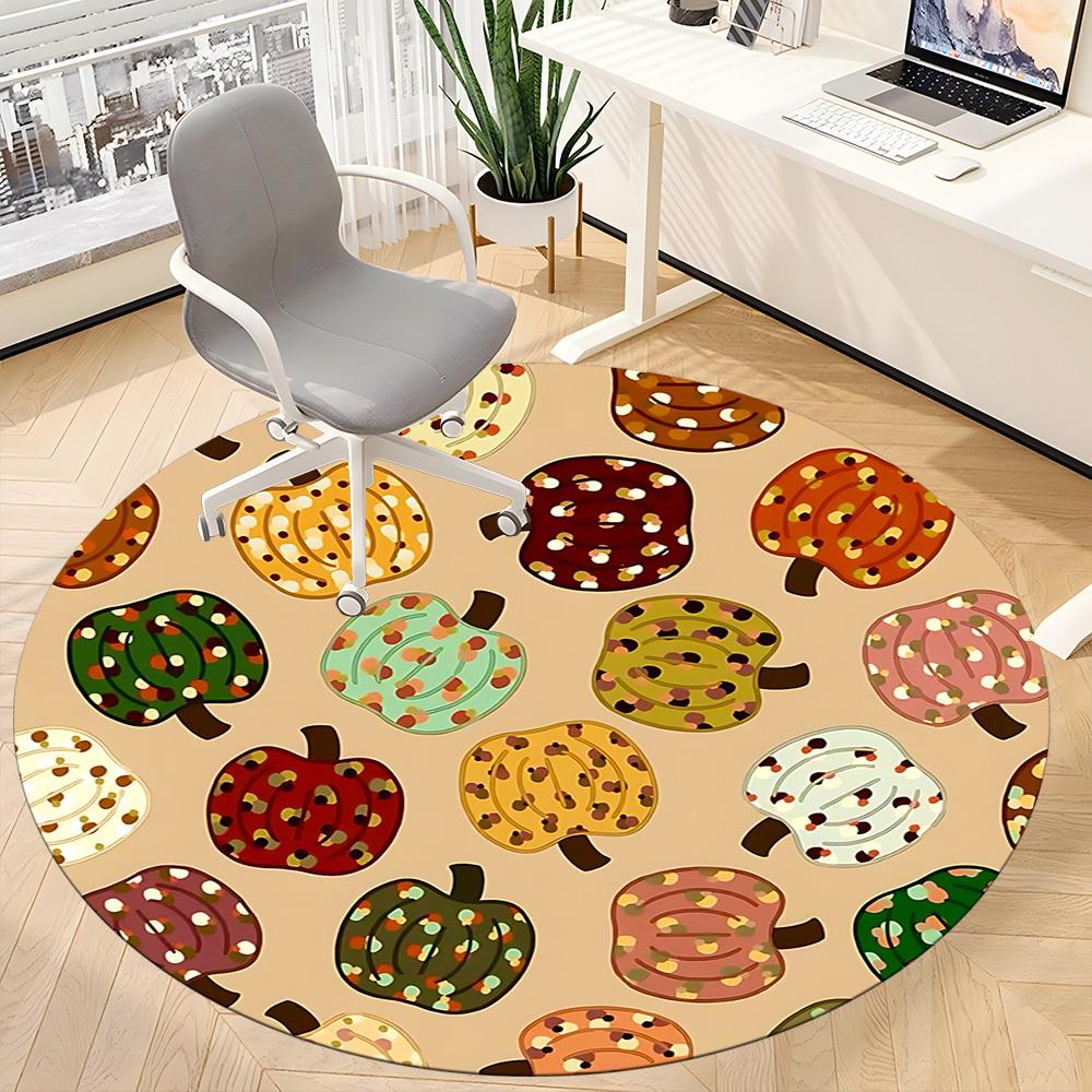 1pc Autumnal Foliage Office Round Rug, Non-slip, Soft and Durable Office Rug for Interior Decoration, Perfect for Office, Beautiful Decoration yy26032