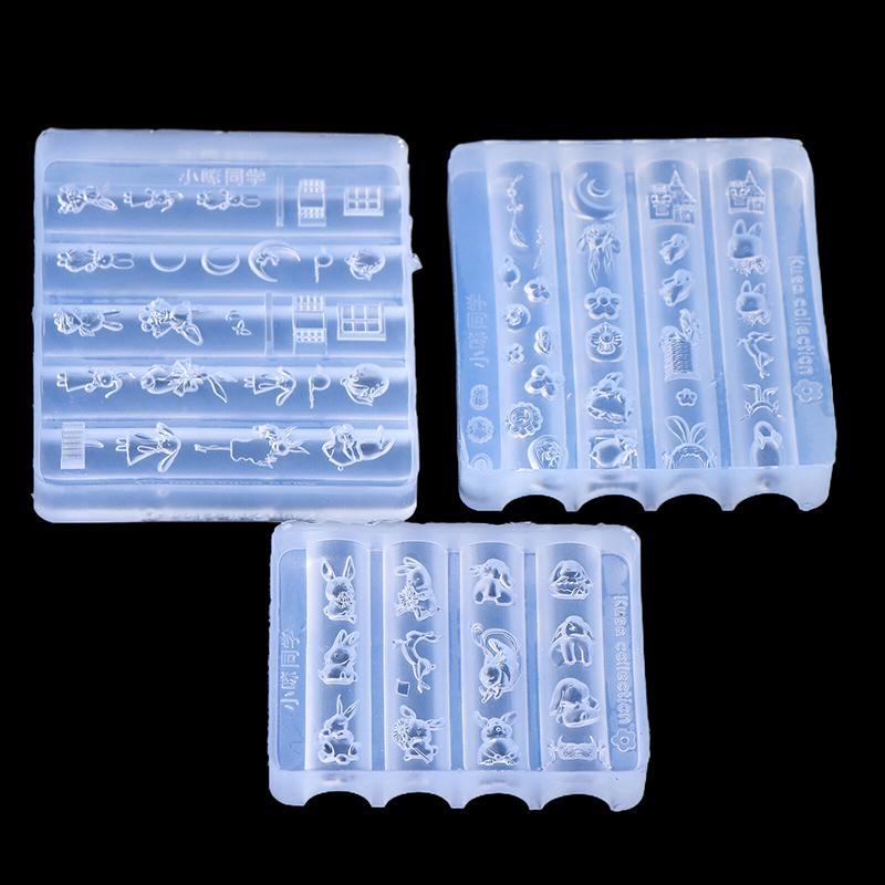 Cute Nail Mold Silicone Rabbit Paradise Moon Castle Art Elegant Oil Painting Style Nail Stereoscopic Template Mold