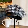 Trendy Designer Houndstooth Beret Flat Top Summer Hat For Women
