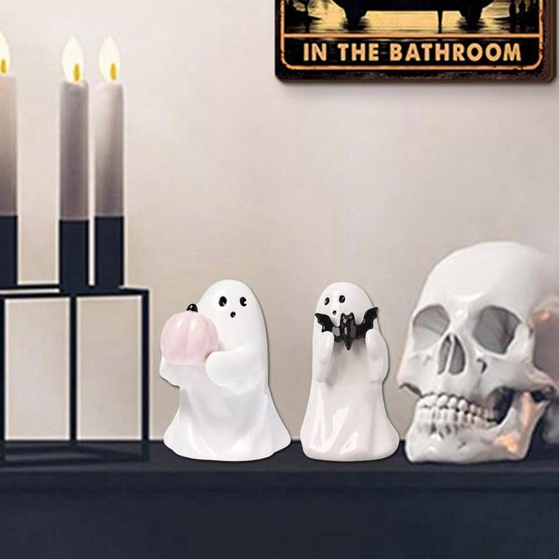 Small Horror Ghost Statue Halloween Decorative Figurines Coffee Table Shelf Mantel Display Collectible Halloween Home Decoration