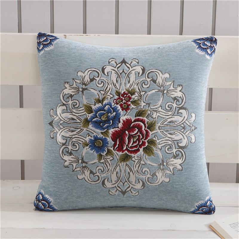 

45x45 см винтажная классическая вышивка синелью китайская роза цветок диванная подушка чехол для украшения гостиной наволочка синий