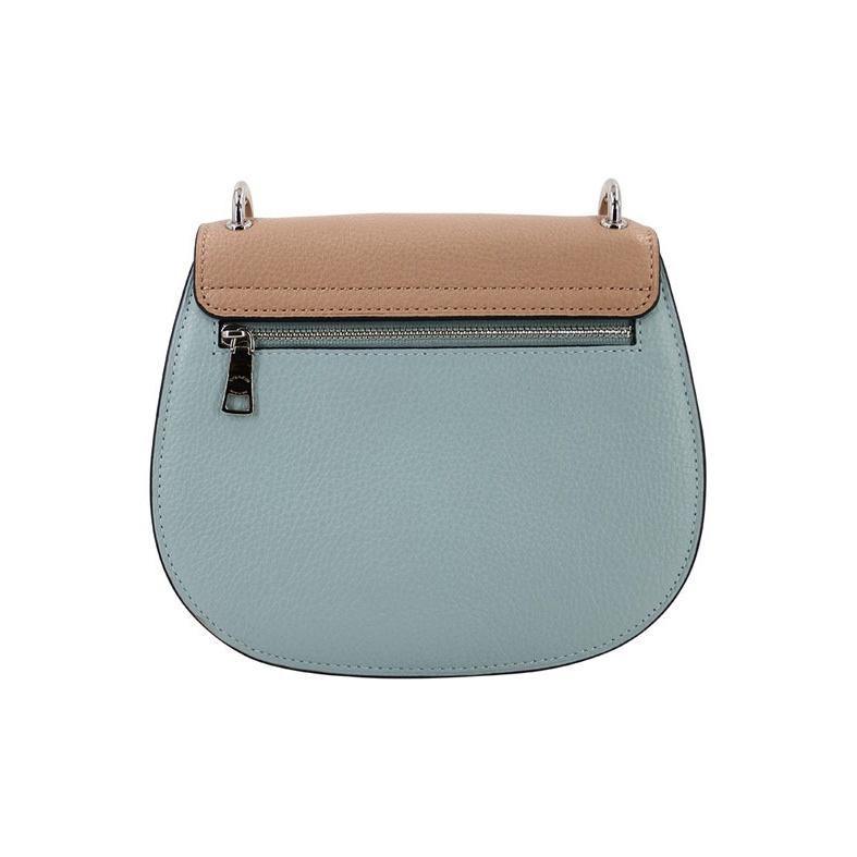 Coach Remi 17 Color Block Leather Saddle Bag Women Shoulder Bag Khaki White Sky-Blue 1330-SVUM