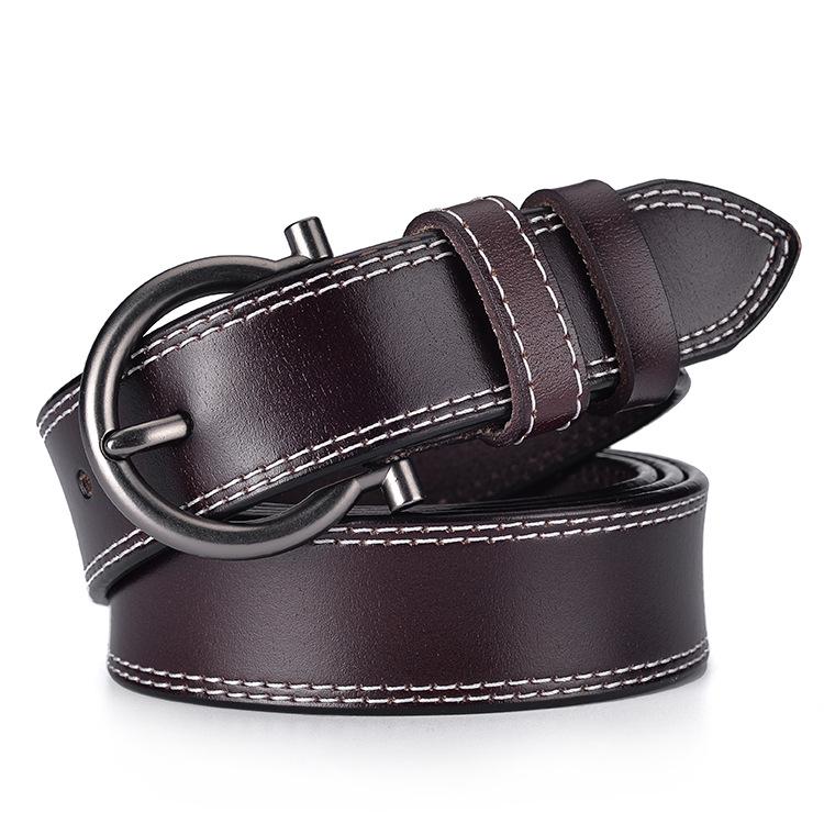 Women's Genuine Leather Hollow Pin Buckle Belt - Fashionable, Versatile, Retro Casual Waist Belt for Jeans