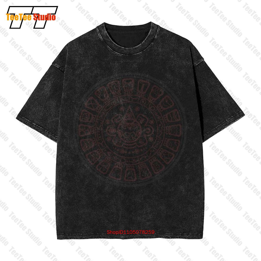 Mayan Calendar Womens Inca Aztec Maya South American Mexico Zatopec Vintage Oversized TShirt SU S
