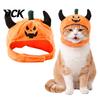 Cute Halloween Pumpkin Hat for Cats Pet Hat, Funny Devil Horn Cat Plush Cozy Daily Fun Wear Small Dogs, Party Cosplay Accessories Spooky Outfit