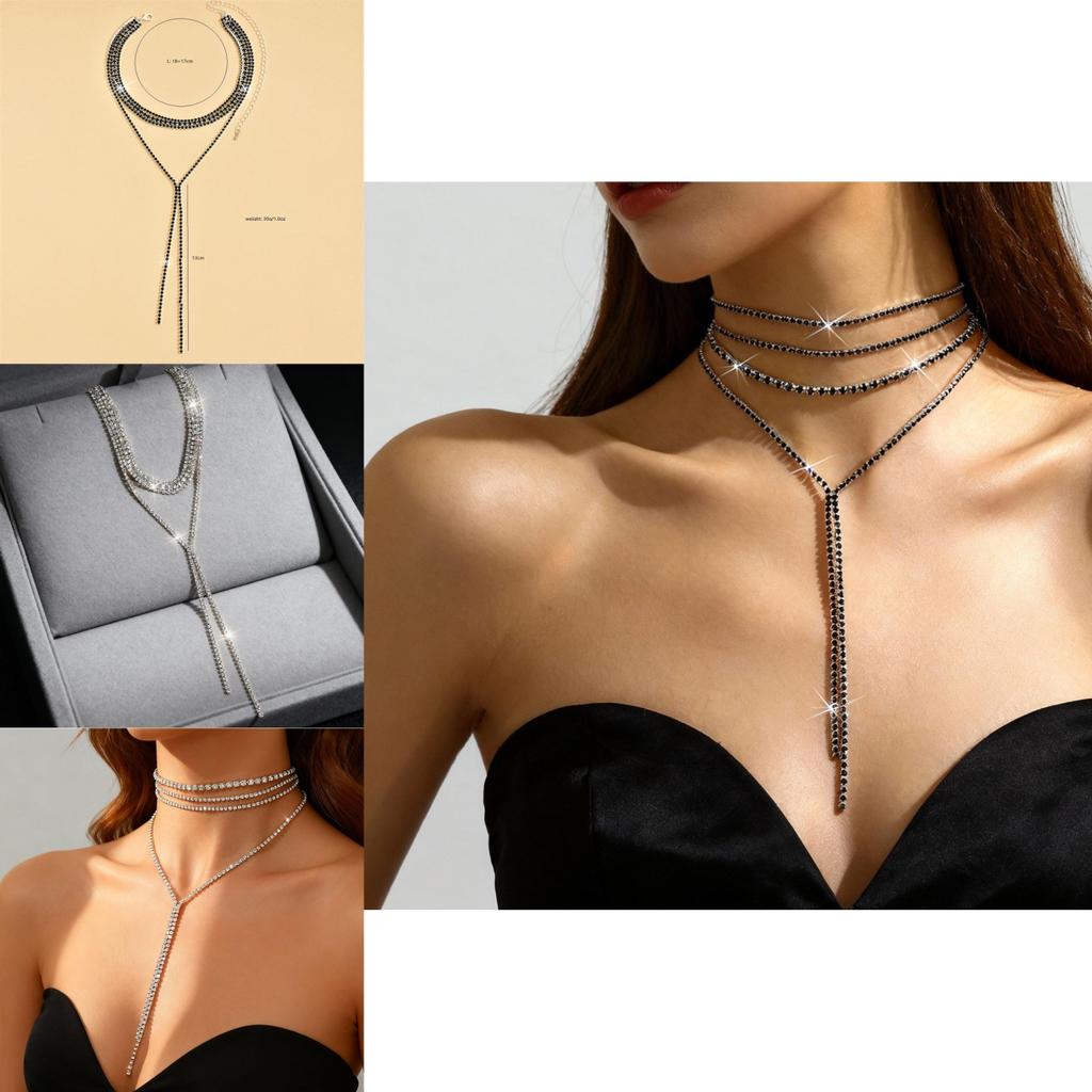 Geometric Pendant Necklace For Women With Sparkling Crystals And Multilayer Design For Fashionable Look