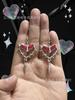 Gothic Punk Sliver Color Moth Red Wings Hollowed-out Thorny Heart Shape Rivet Pendant  for Women Trendy Jewelry Accessories Gift