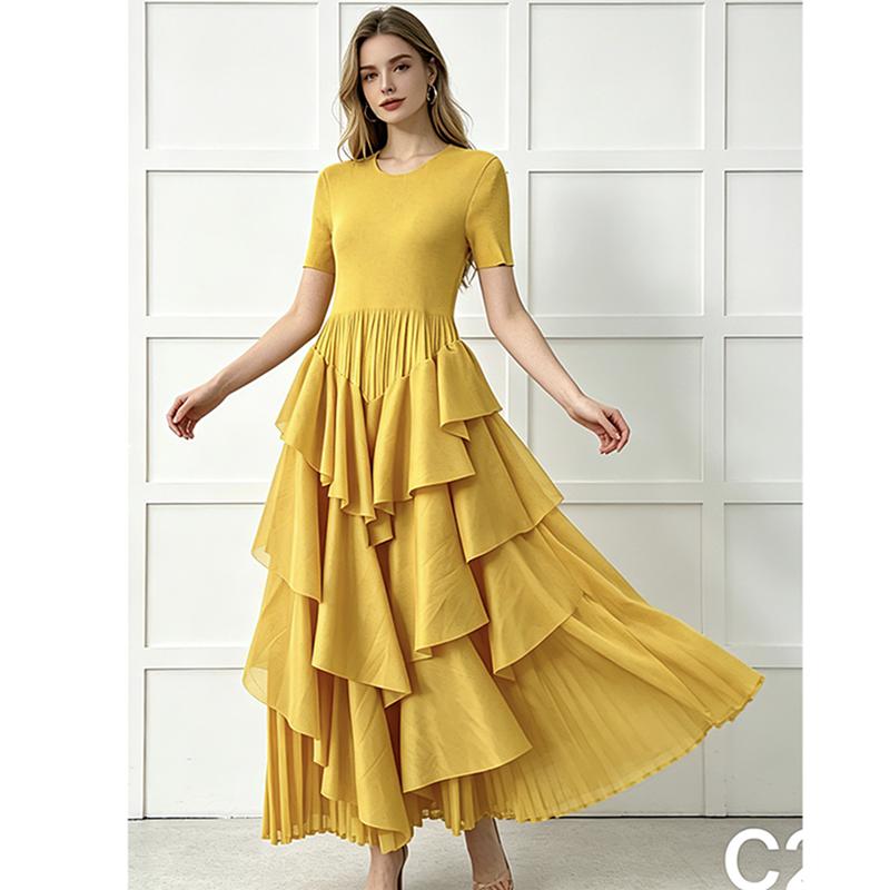 Boho Chic Summer Vacation Dress Women Flowy Tiered Ruffles Maxi Dress Casual Beachwear Loose Fit Holiday Dress