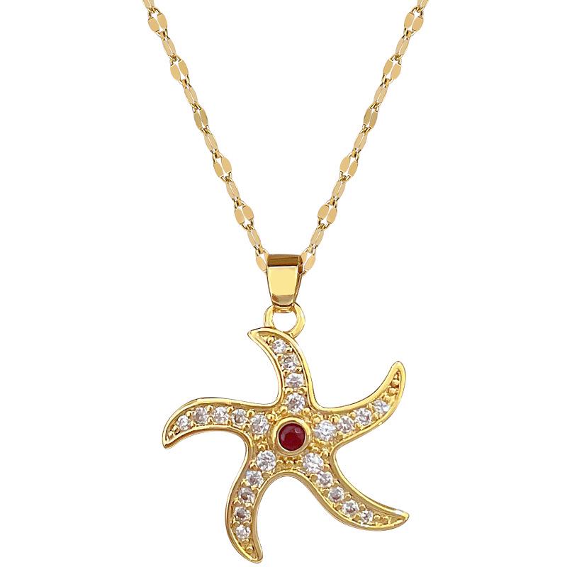 Titanium Steel Micro-Inlaid Luxury Necklace: Elegant Full Diamond Gold Design for Women
