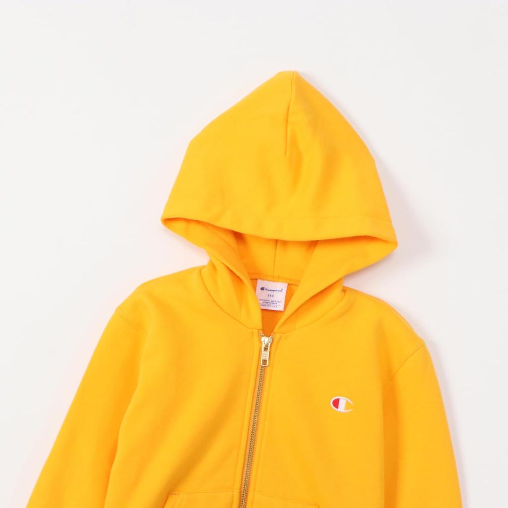 Champion Long Sleeve Cotton Zip Hooded Sweatshirt with Embroidered Made In Gold Kids' 100% Logo, USA, (CK-Y102)