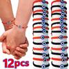 12Pcs/Set Handmade Turkish Lucky Evil Eye Bracelets For Women Men Blue Eyes Braided Red Rope Lucky Bracelet Friendship Jewelry