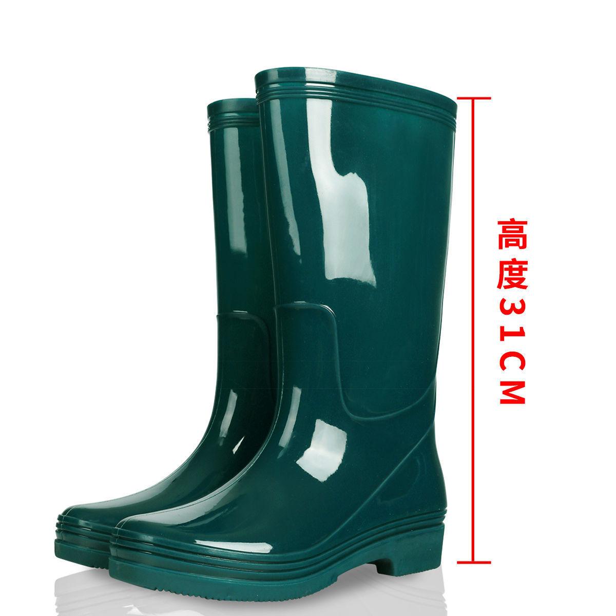 

сапоги резиновые сапоги длинные модные дождевые ботинки женские высокие на четыре сезона без подкладки резиновая обувь толстая подошва нескользящая говяжья жила 36