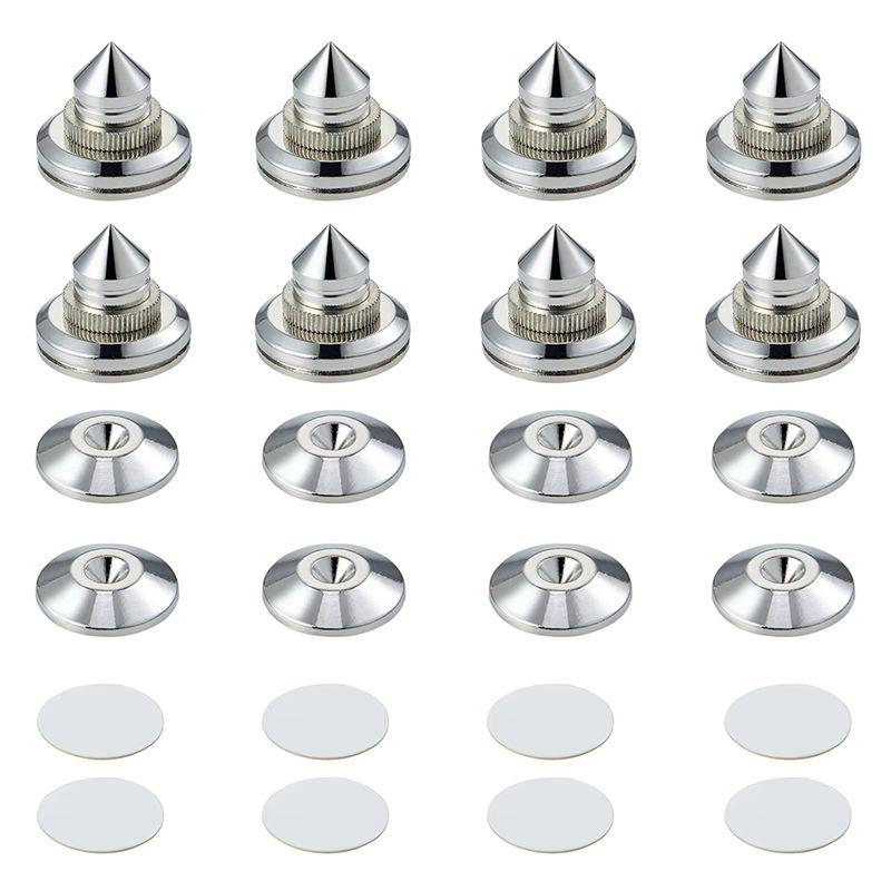 

ABNR 8SET Pailvens Loudspeaker Spikes Set Copper Alloy Height Adjustable Loudspeaker Feet Subwoofer Spikes серебряный