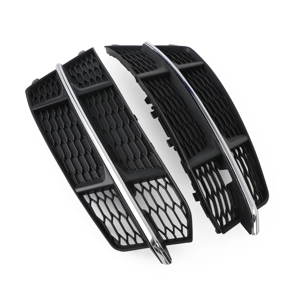 Front Bumper Lower Grille Grill 4G0807681AN 4G0807682AN Fit for A6 C7 S-Line 2016-2018 Black Chrome