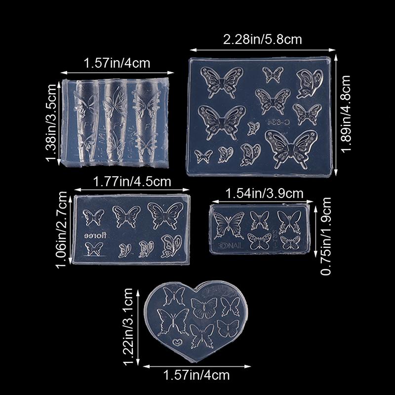 1Pc 3D Butterfly Diy Design Silicone Decorated Nail Art Templates Nails Mold Nail Manicure Art Mould Tools Decorations