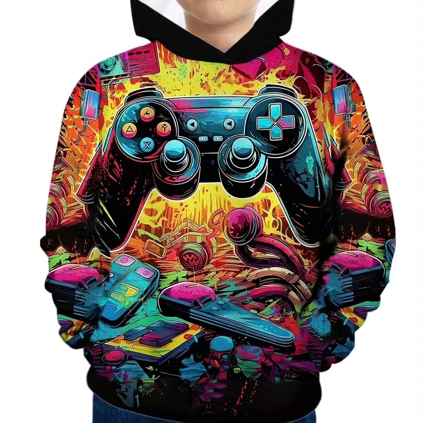 

Цветной геймпад 3D принт мальчики повседневные толстовки с длинным рукавом толстовка для мальчиков весна осень детские толстовки с капюшоном уличные толстовки 160CM