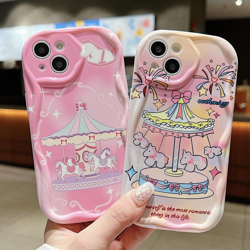 Carousel Silicone Case for Xiaomi Redmi Note 14 13 Samsung A56 A26 A36 Oppo A3 A5 Pro Tecno Spark 30C Funda Cartoon Lucky Dog Cover Soft TPU Bumper