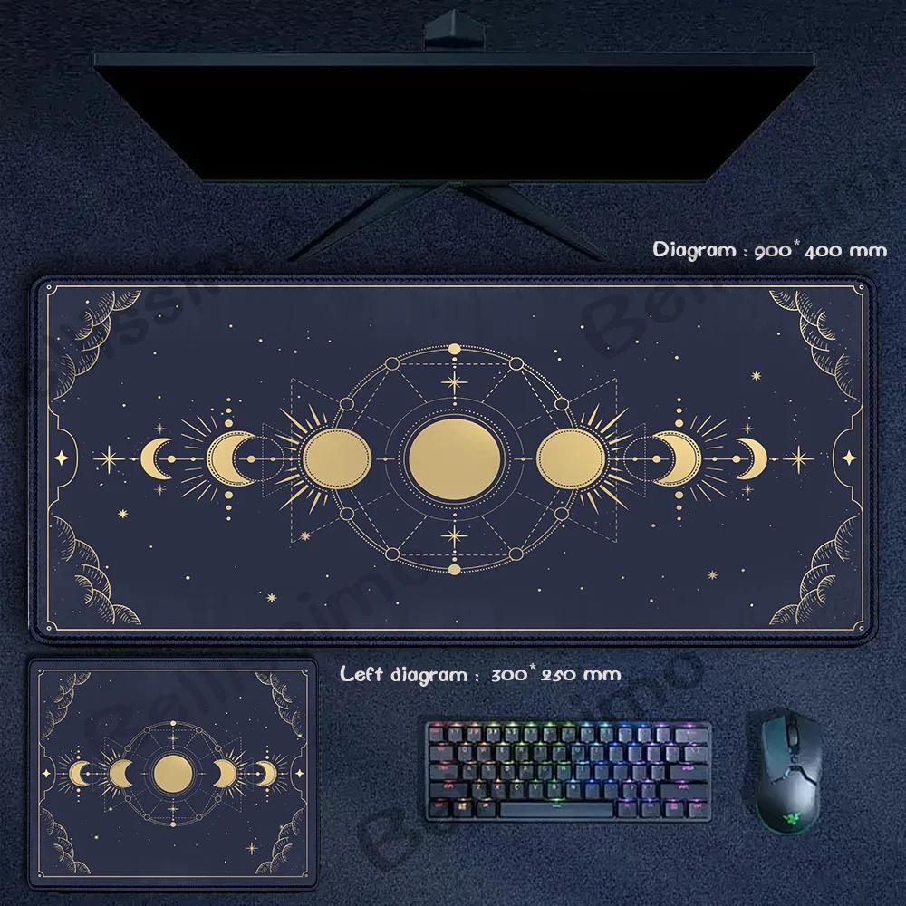 XXL Gradient Tarot Mouse Pad PC Large Gaming Mousepad Astrology Black White Mousemat Aesthetic Celestial Moon Phases Deskmat HD