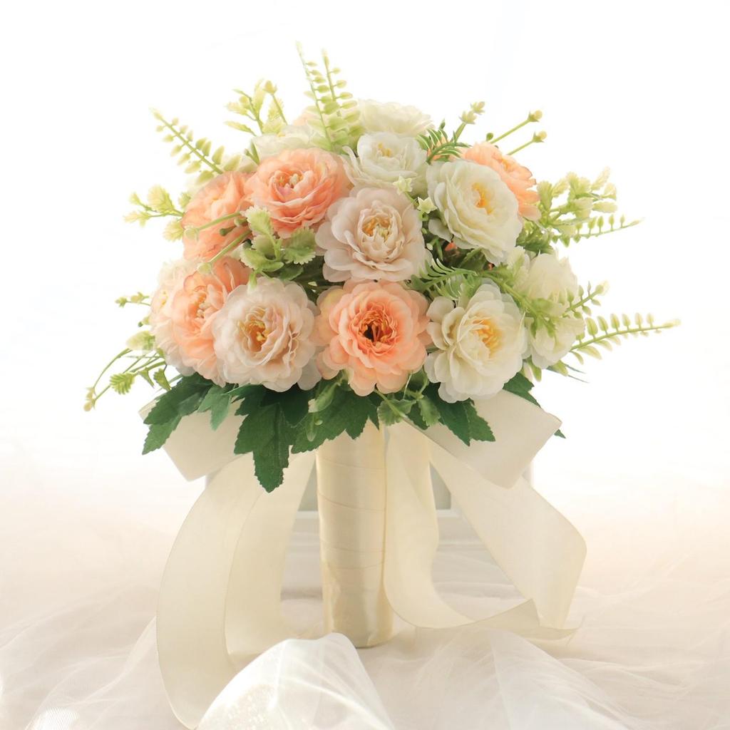 Korean Style Bridal Bouquet for Weddings - Artificial Flower Ball for Bridesmaids & Photo Props