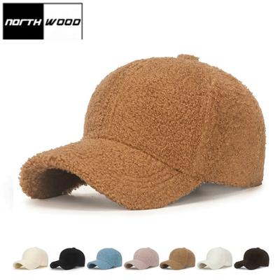 Herbst und Winter Lammwolle einfarbige Baseballkappen für Männer Frauen Warme Teddysamt-Baseballmützen Sonne Outdoor Warme Papa-Mützen