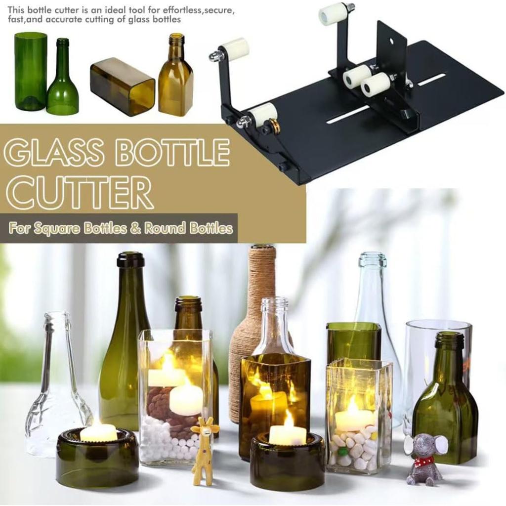 Adjustable Glass Bottle Cutter, Stainless Steel Bottle Cutting Tool, Bottle Cutter for Round & Square Bottles, DIY Bottle Cutting Kit for Wine Beer
