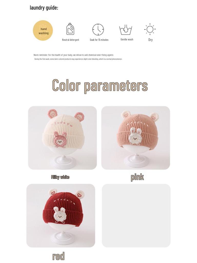 Warm Knit Baby Beanie - Cute, Windproof, Wool Hat for Infant Girls (Autumn & Winter)