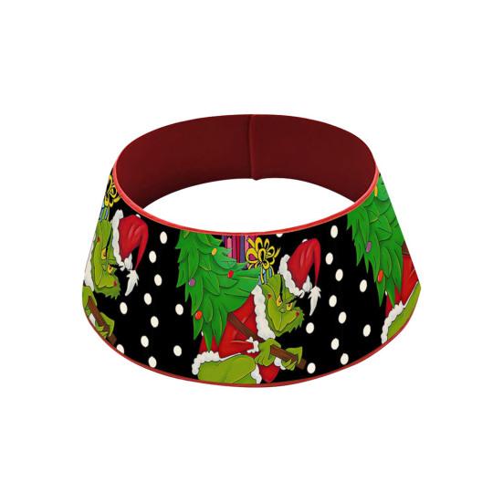 Christmas Tree Collar 22 Inch Green Elf Xmas Tree Base Stand Cover Fabric Tree Ring for Farmhouse Holiday Party Decor