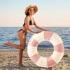 1pc Striped Double Air Bag Swimming Ring With Handle Thickened PVC Inflatable Swim Circle Beach Pool Water Floating Ring