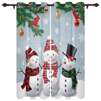 Christmas Tree Snowman Snowflake Window Curtains for Bedroom Luxury Kitchen Curtains Living Room Christmas Curtains