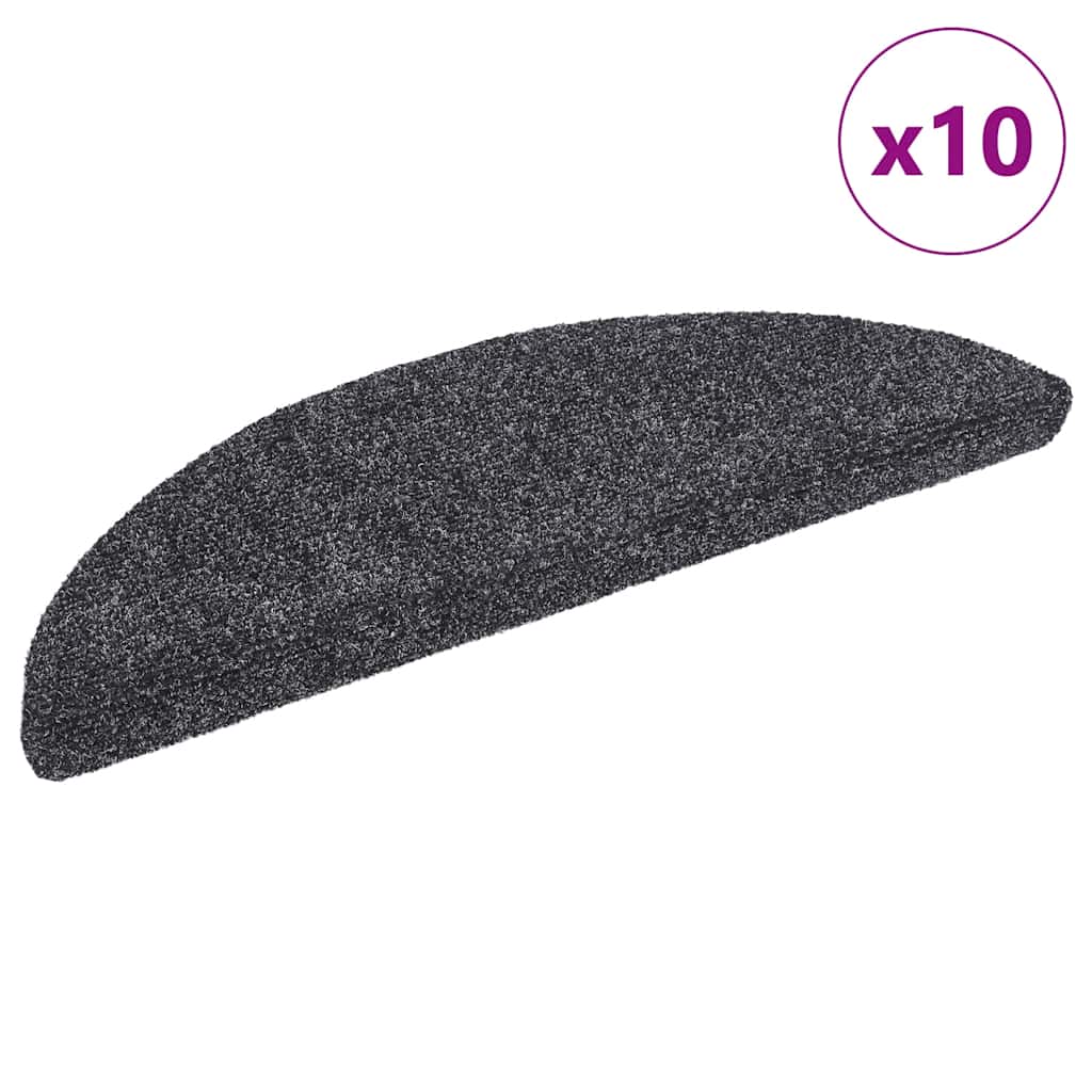 Self Adhesive Stair Treads 10 pcs 56 x 17 x 3 cm Dark Gray Semi Round