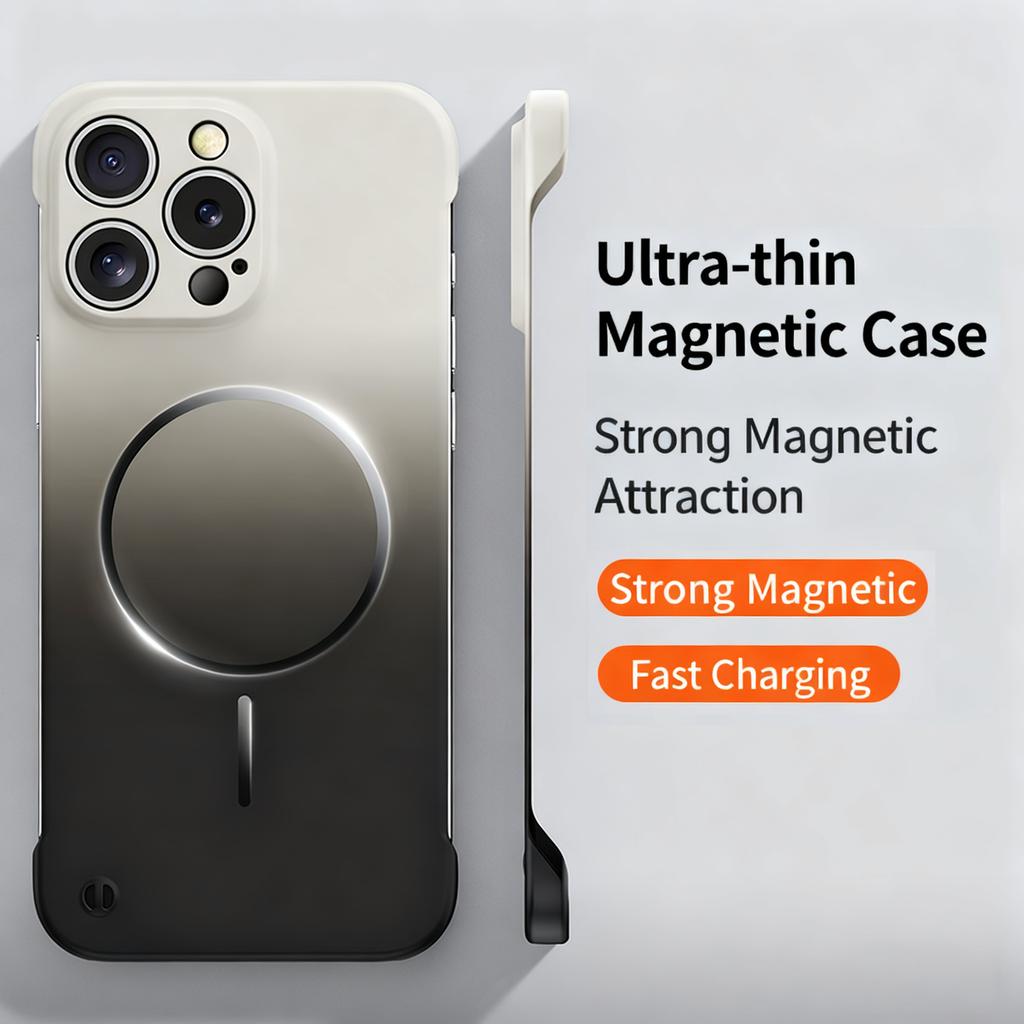Ultra Thin Gradient Frameless Phone Case For iPhone 17 Pro Max Air 14 15 Plus 12 13 16 Pro For Magsefa Magnetic Protection Cover