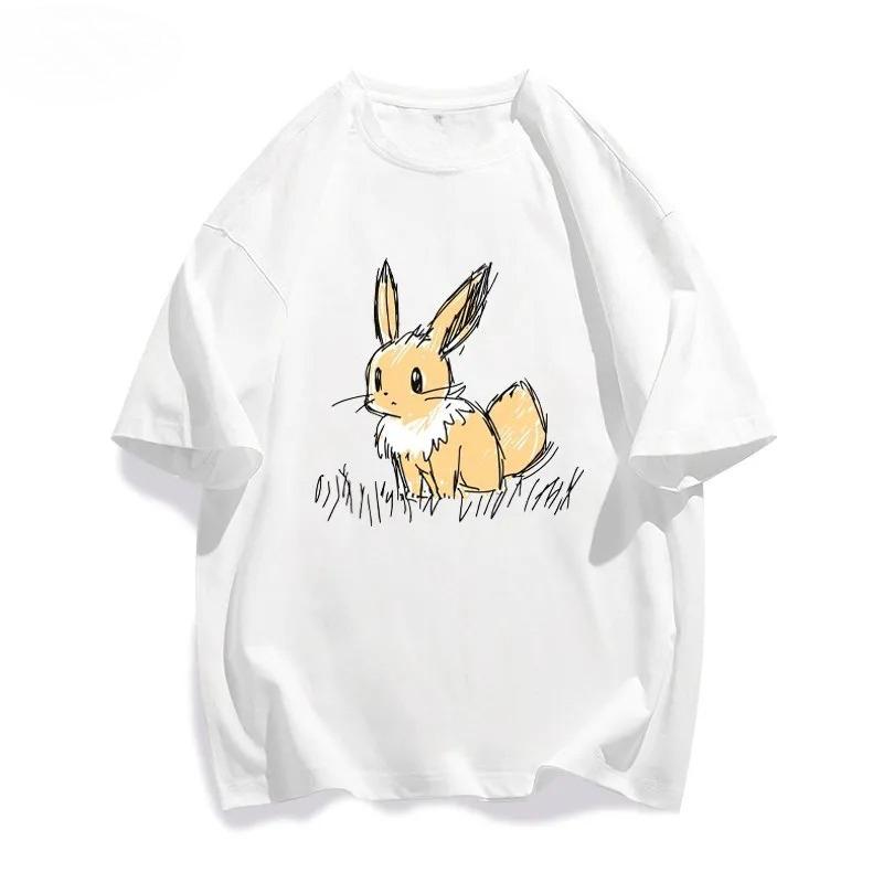 Pok Mon Creative Graffiti Collaboration Short Sleeve Tshirt for Parent Child Summer Cotton Half Sleeve Casual