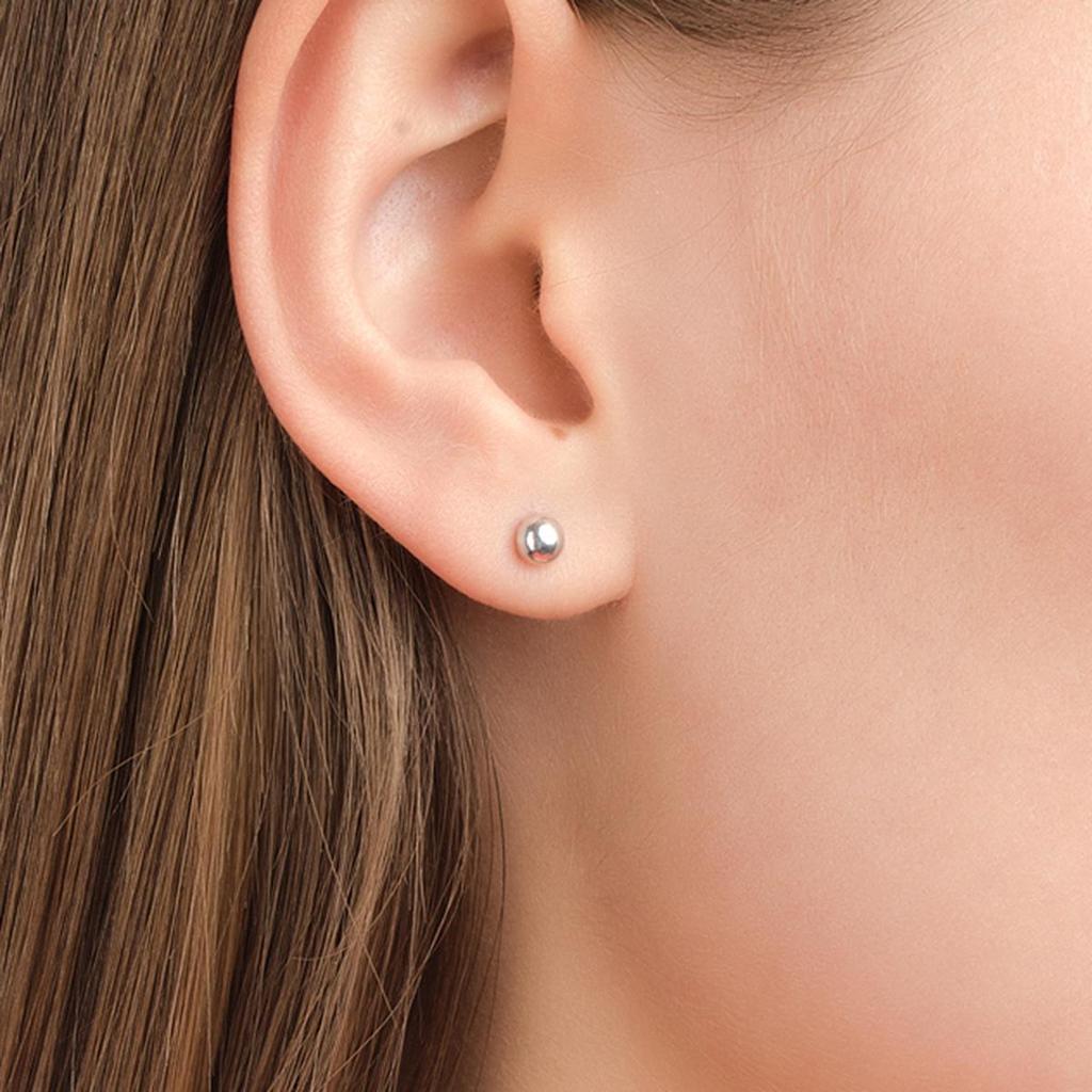 S925 Sterling Silver Glossy Bead Stud Earrings for Women - Simple, Versatile European & American Style