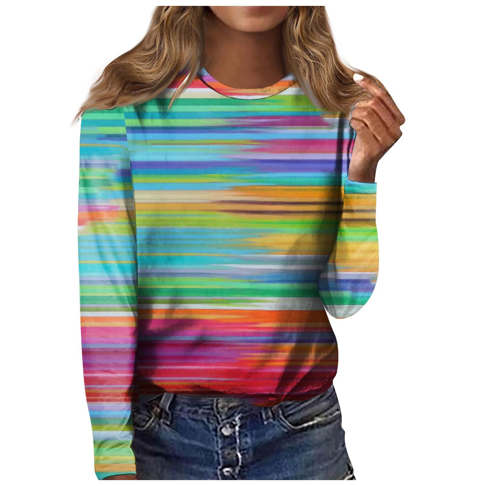 Women s Fashion Daily Versatile Casual O-Neck Long Sleeve Printed Top S