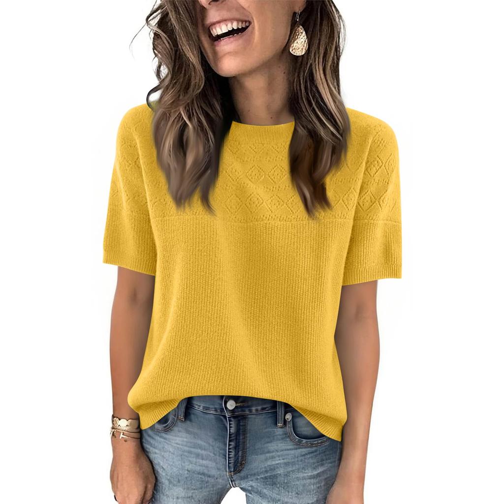 Women's Fashion Casual Round Neck Short Sleeve Shirt