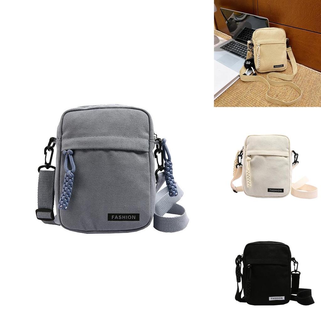 Canvas Crossbody Bag Mini Zipper Purse For Women Streetwear Daily Casual Phone Pocket