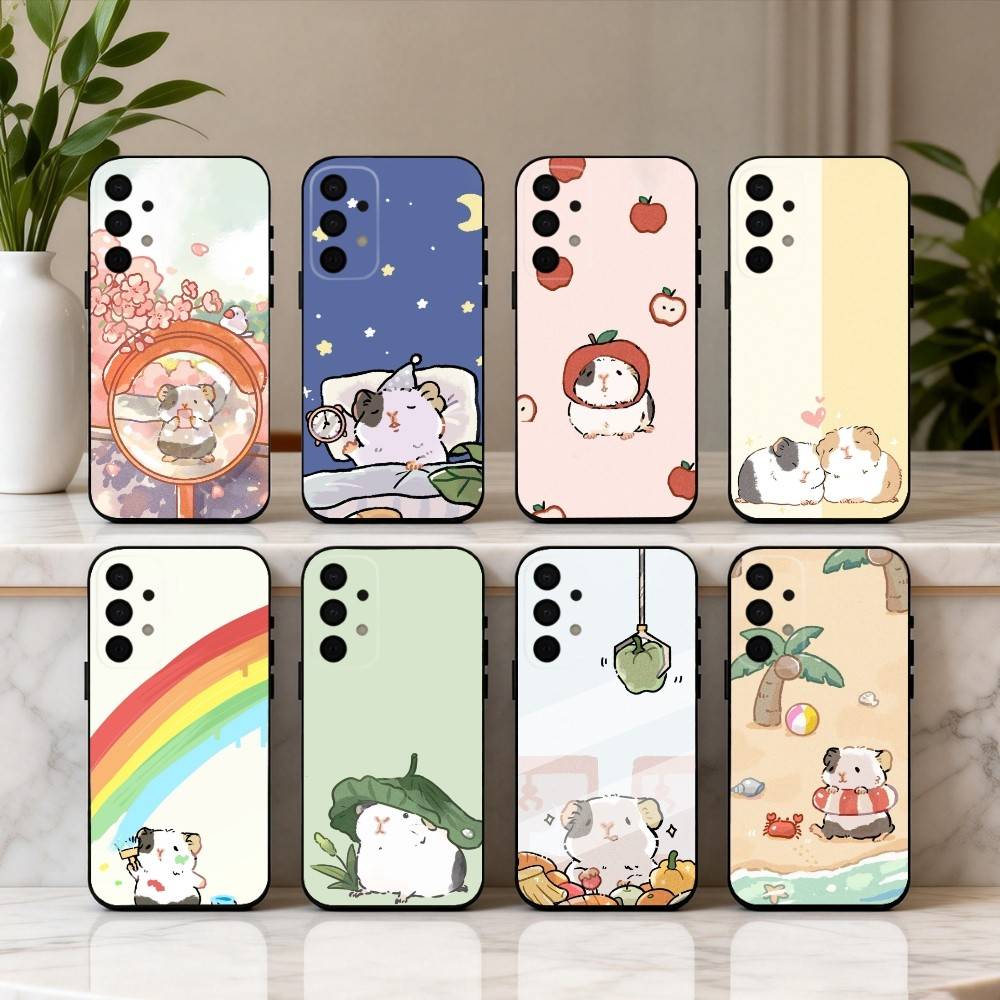 C-Cute-E C-Cartoon-N H-Hamster Phone Case For Samsung Galaxy A73,A72,A71,A70,A53,A52,A51,Soft Silicone Black Cover