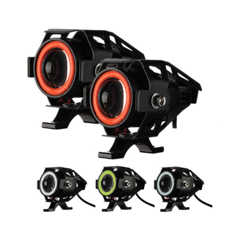 125W LED Auxiliary Motorcycle Headlight Universal 1200LM Angel Eyes U7 Mini Motorcycle Spotlights Bicycle Lamp Accessories