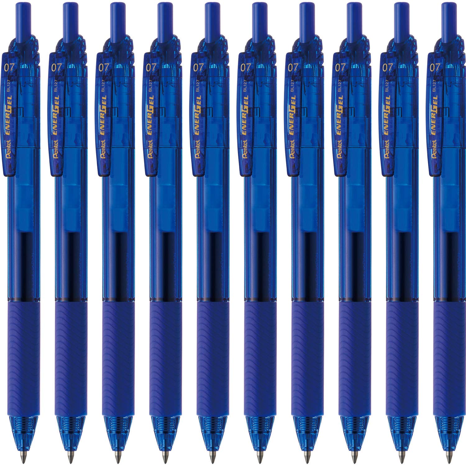 Pentel Gel Ink EnerGel S Ballpoint Blue 10 Pens Pen, 0.7mm, Barrel, BL127-C, синий