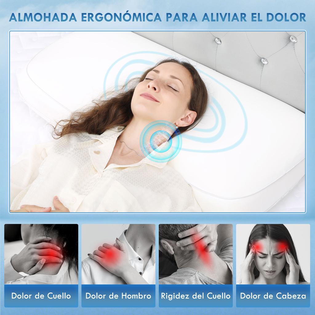 Viscoelastic Pillow 81x40 Cm Of Viscoelastic Foam With Ergonomic Design For Sleeping On Side And Back Cream