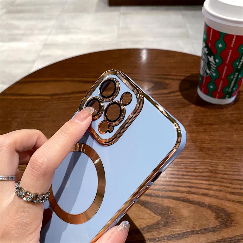 Luxury Plating For Magsafe Magnetic Case For Apple iPhone 15 14 13 12 11 Pro Max 14 15 Plus Wireless Charging Cover Accessories