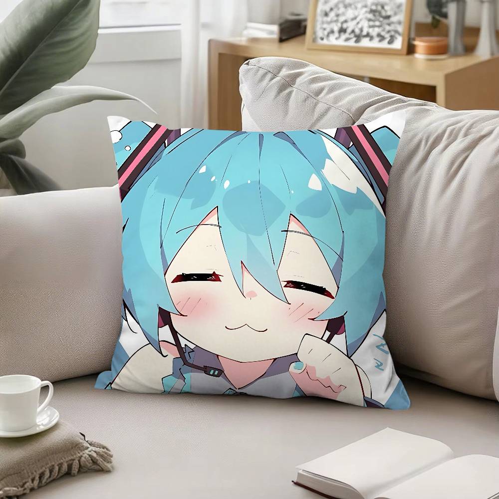 

Kawaii Singer Miku-S Pillow Case Cushion Cover Soft Cute Throw Pillow Case For Car Sofa Pillowcase Polyester With Zipper 16x16Inch