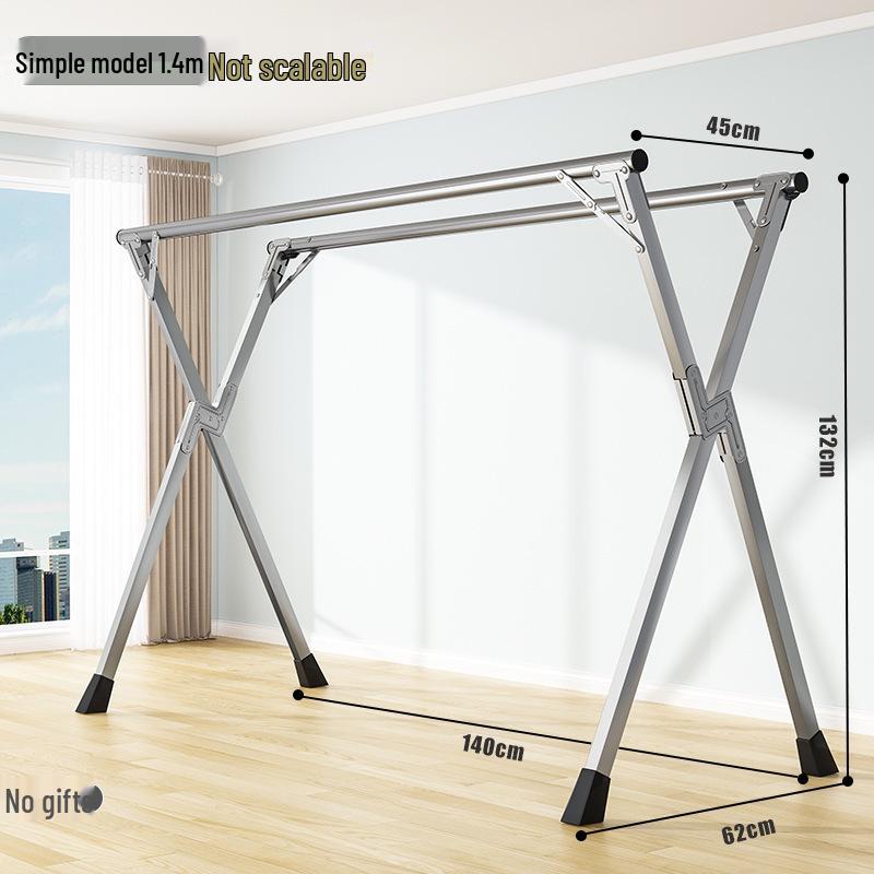 201 Stainless Steel X-Type Telescopic Clothes Drying Rack, Indoor Floor-Standing Model for Household Use