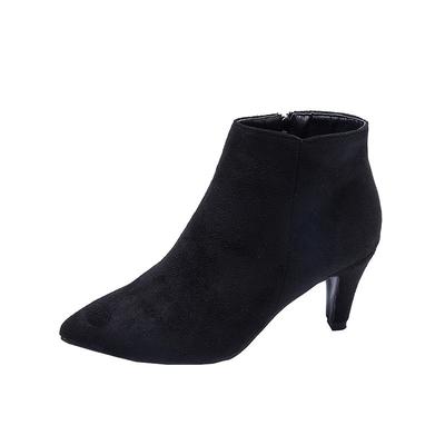 Nuevos zapatos de mujer, tacones altos de otoño e invierno, tacones finos, cremalleras de gamuza puntiagudas.