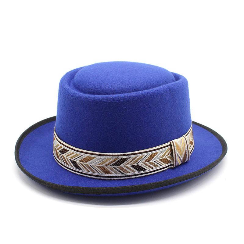 Retro French Top Hat Convex Top Jazz Felt Hat Men'S And Women'S Solid Color Top Hat