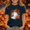 Kids Halloween Printed Short Sleeve T-Shirt Neck Relaxed Fit Casual Top for Boys and Girls