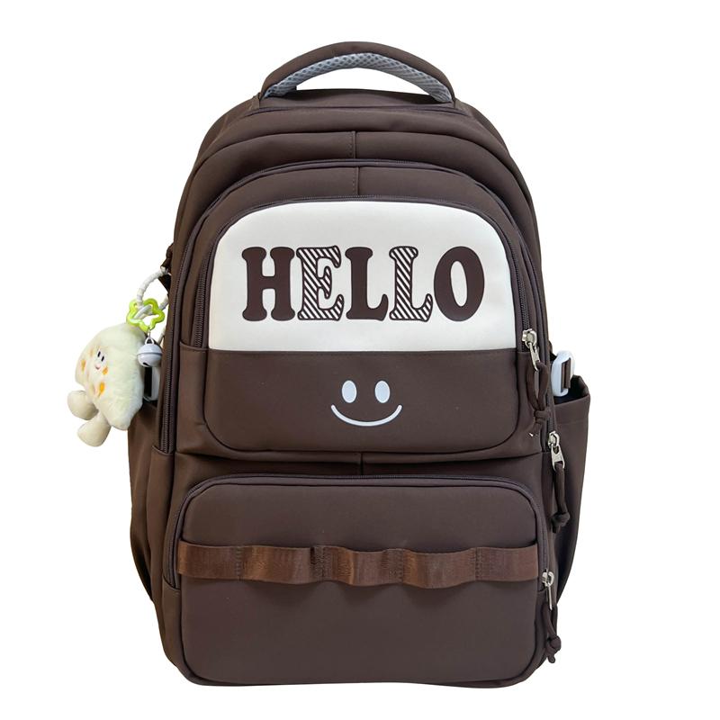 

Junior High School Student Schoolbag Letter Print Large Capacity Backpack Men Women Color Contrast Backpack кофейный