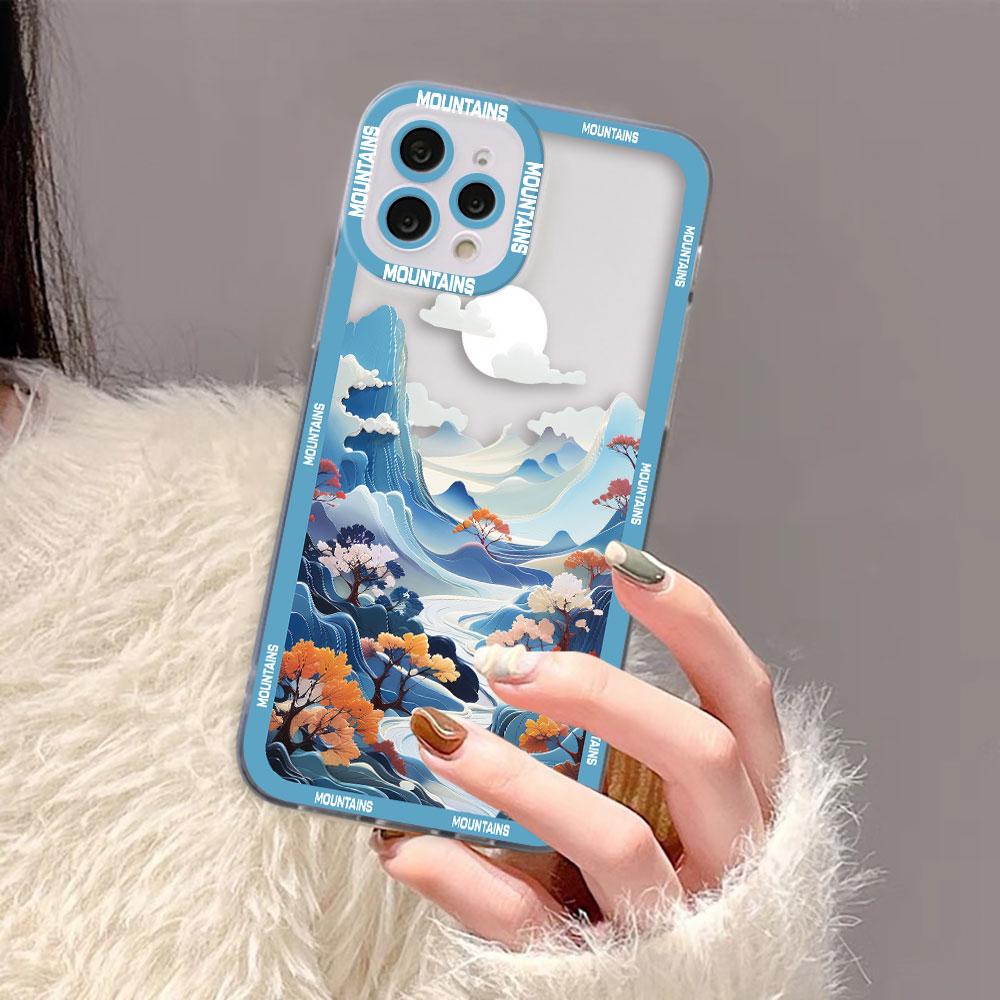 Snow Mountain Sunset Scenery Cover Clear Phone Case For Redmi Note 15 14 13 12 12S 11 11T 11S 10 9 10S 9S 8 Pro Plus Case Shell