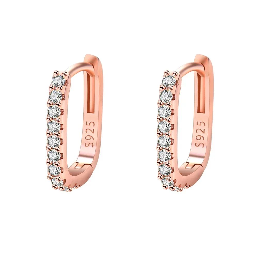 925 Sterling Silver  Circle Hoop Earrings for Women Fashion Luxury  Crystal Zirconia Earrings Party Wedding Versatile Jewelry