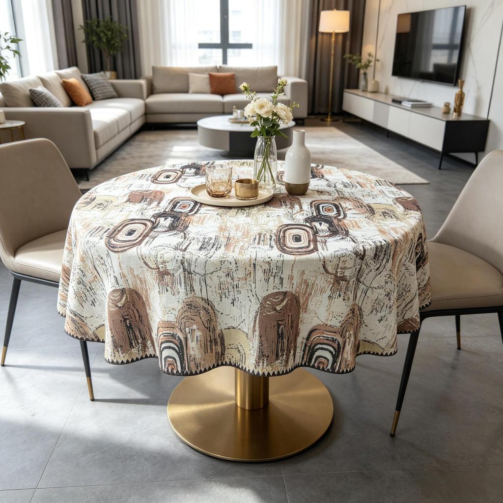 Kitchen Dining Table Protection Thickened Cotton Fabric Round Table Cloth